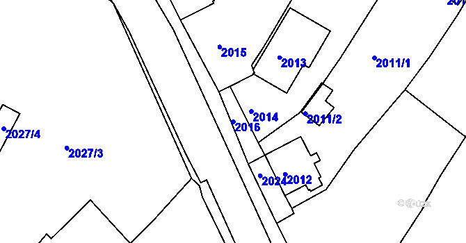Parcela st. 2016 v KÚ Zborovice, Katastrální mapa