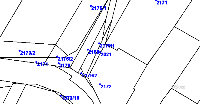 Parcela st. 2021 v KÚ Zborovice, Katastrální mapa