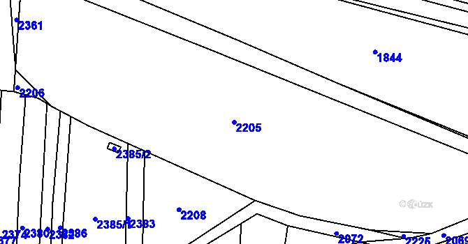 Parcela st. 2205 v KÚ Zborovice, Katastrální mapa