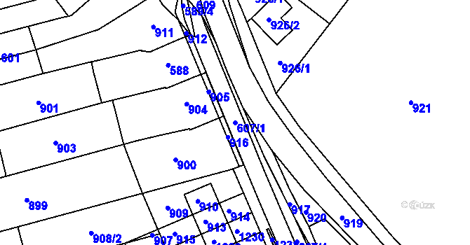 Parcela st. 607/1 v KÚ Zborovice, Katastrální mapa