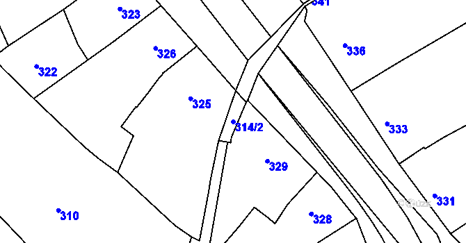 Parcela st. 314/2 v KÚ Zborovice, Katastrální mapa