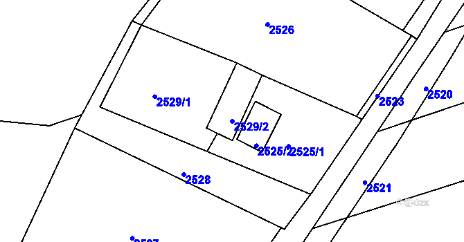 Parcela st. 2529/2 v KÚ Zborovice, Katastrální mapa