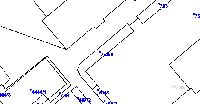 Parcela st. 764/1 v KÚ Zborovice, Katastrální mapa