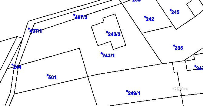 Parcela st. 243/1 v KÚ Zborovice, Katastrální mapa