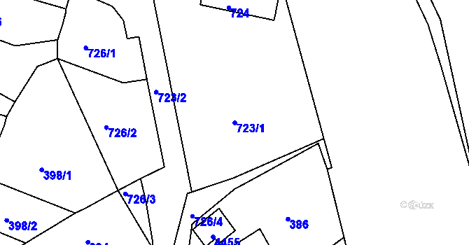 Parcela st. 723/1 v KÚ Zborovice, Katastrální mapa