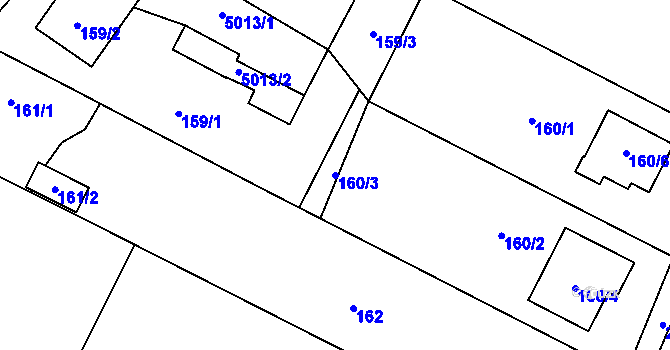 Parcela st. 160/3 v KÚ Zbožíčko, Katastrální mapa