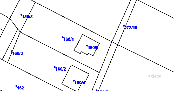 Parcela st. 160/6 v KÚ Zbožíčko, Katastrální mapa
