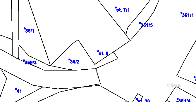 Parcela st. 8 v KÚ Lhota u Skutče, Katastrální mapa
