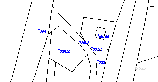 Parcela st. 395/2 v KÚ Lhota u Skutče, Katastrální mapa