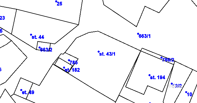Parcela st. 43/1 v KÚ Štěpánov u Skutče, Katastrální mapa