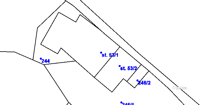 Parcela st. 53/1 v KÚ Štěpánov u Skutče, Katastrální mapa