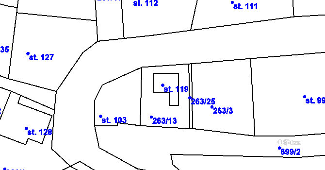 Parcela st. 119 v KÚ Štěpánov u Skutče, Katastrální mapa