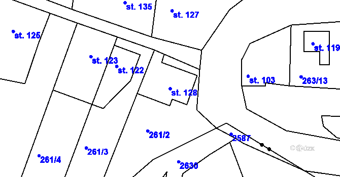 Parcela st. 128 v KÚ Štěpánov u Skutče, Katastrální mapa