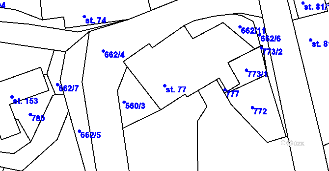 Parcela st. 77 v KÚ Zbožnov, Katastrální mapa