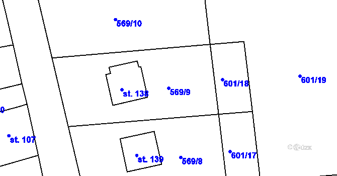 Parcela st. 569/9 v KÚ Zbožnov, Katastrální mapa