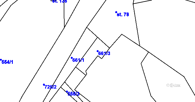 Parcela st. 661/3 v KÚ Zbožnov, Katastrální mapa