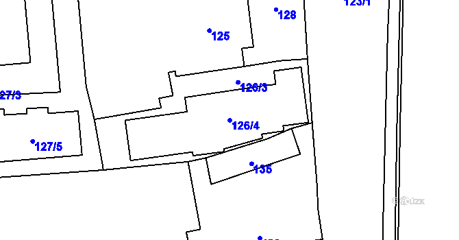 Parcela st. 126/4 v KÚ Zbraslav, Katastrální mapa