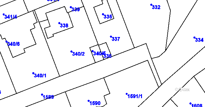 Parcela st. 336 v KÚ Zbraslav, Katastrální mapa