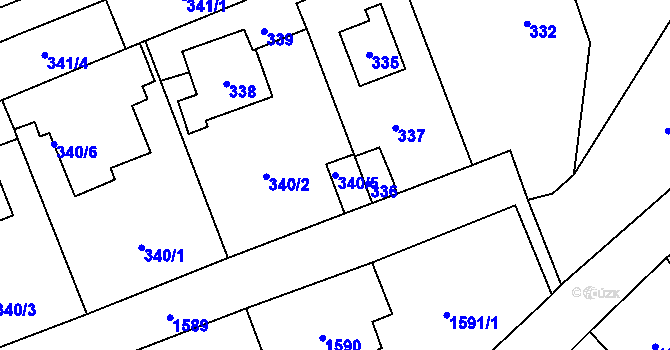 Parcela st. 340/5 v KÚ Zbraslav, Katastrální mapa
