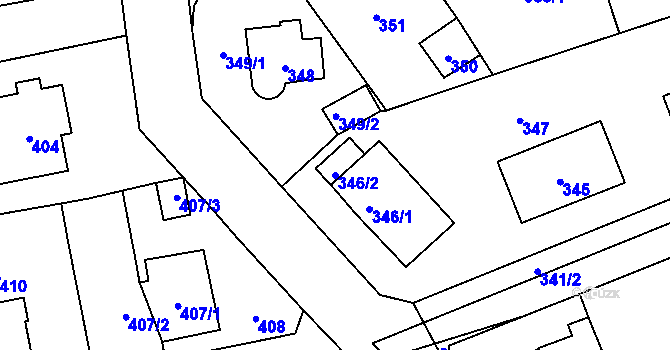 Parcela st. 346/2 v KÚ Zbraslav, Katastrální mapa