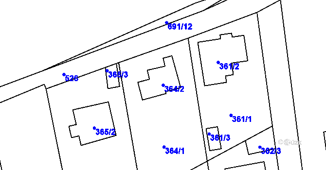 Parcela st. 364/2 v KÚ Zbraslav, Katastrální mapa