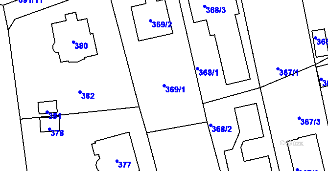 Parcela st. 369/1 v KÚ Zbraslav, Katastrální mapa
