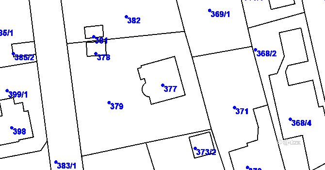 Parcela st. 377 v KÚ Zbraslav, Katastrální mapa