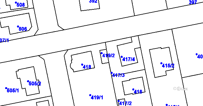 Parcela st. 419/2 v KÚ Zbraslav, Katastrální mapa
