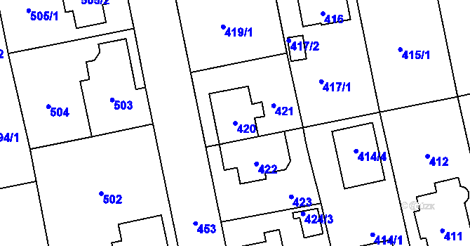 Parcela st. 420 v KÚ Zbraslav, Katastrální mapa