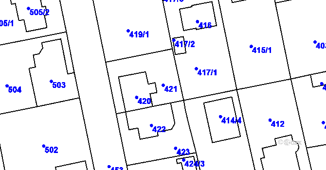 Parcela st. 421 v KÚ Zbraslav, Katastrální mapa