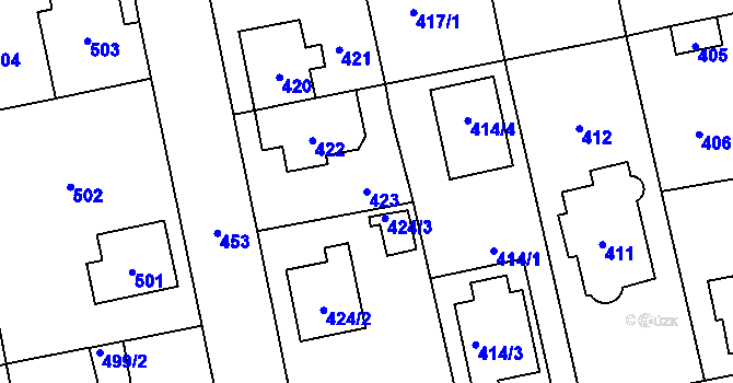 Parcela st. 423 v KÚ Zbraslav, Katastrální mapa