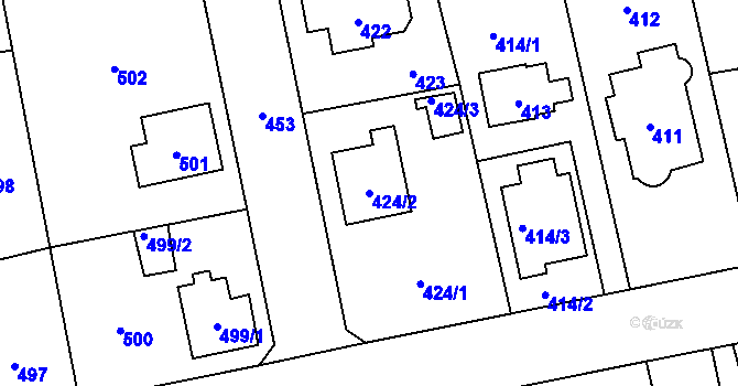 Parcela st. 424/2 v KÚ Zbraslav, Katastrální mapa