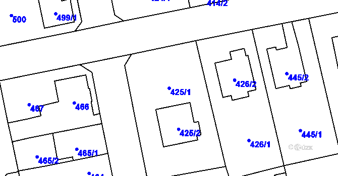 Parcela st. 425/1 v KÚ Zbraslav, Katastrální mapa