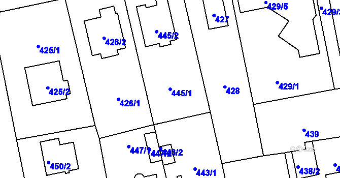 Parcela st. 445/1 v KÚ Zbraslav, Katastrální mapa
