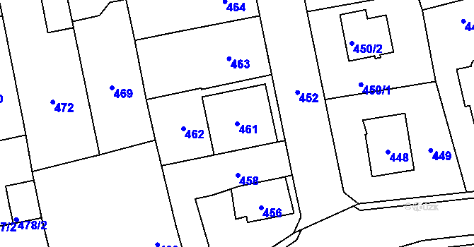 Parcela st. 461 v KÚ Zbraslav, Katastrální mapa