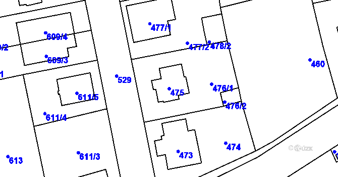 Parcela st. 475 v KÚ Zbraslav, Katastrální mapa