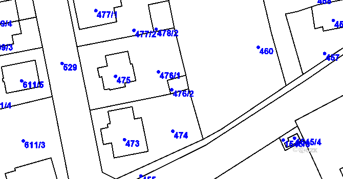 Parcela st. 476/2 v KÚ Zbraslav, Katastrální mapa