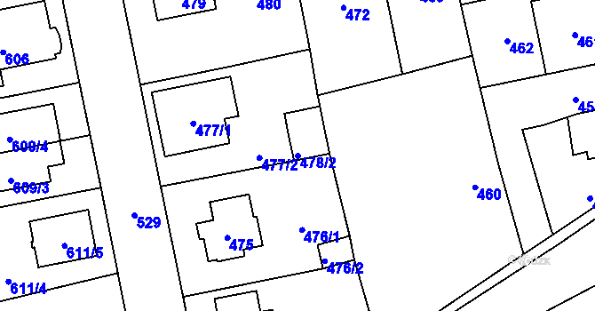 Parcela st. 478/2 v KÚ Zbraslav, Katastrální mapa