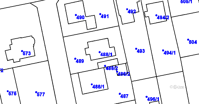 Parcela st. 488/1 v KÚ Zbraslav, Katastrální mapa