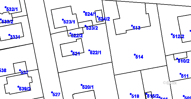 Parcela st. 522 v KÚ Zbraslav, Katastrální mapa