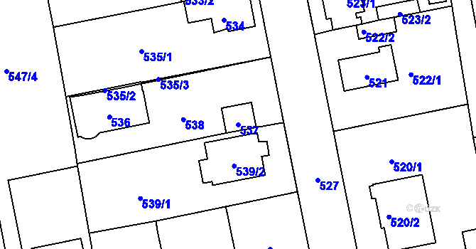 Parcela st. 537 v KÚ Zbraslav, Katastrální mapa