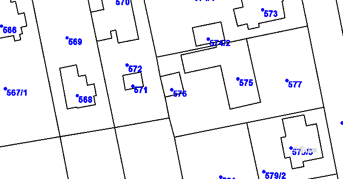 Parcela st. 576 v KÚ Zbraslav, Katastrální mapa