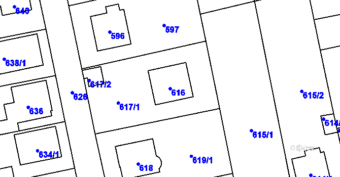 Parcela st. 616 v KÚ Zbraslav, Katastrální mapa