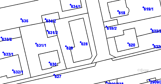 Parcela st. 628 v KÚ Zbraslav, Katastrální mapa