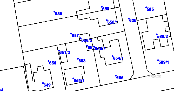 Parcela st. 652 v KÚ Zbraslav, Katastrální mapa