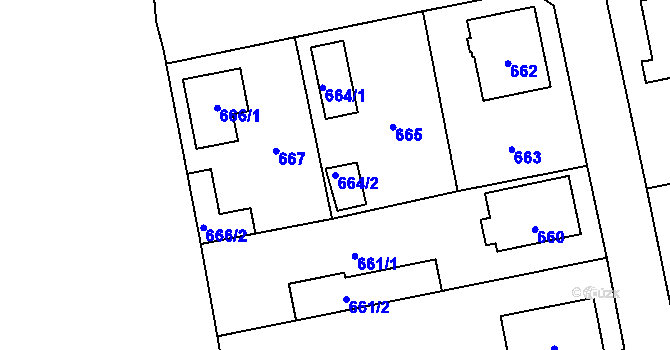 Parcela st. 664/2 v KÚ Zbraslav, Katastrální mapa
