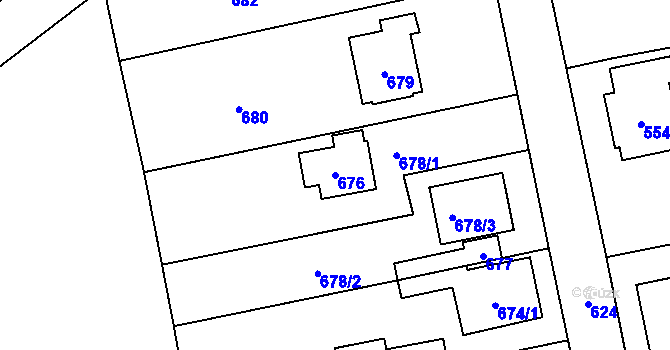 Parcela st. 676 v KÚ Zbraslav, Katastrální mapa