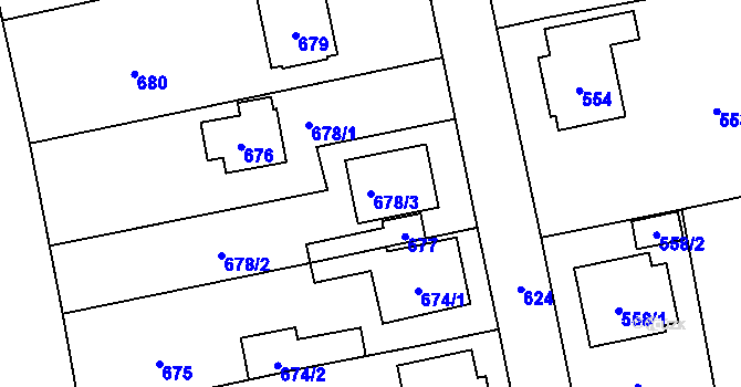 Parcela st. 678/3 v KÚ Zbraslav, Katastrální mapa