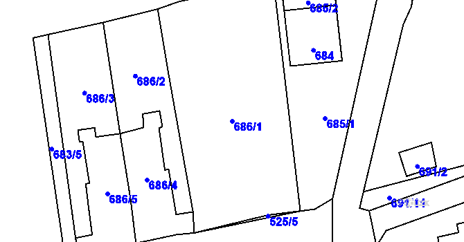 Parcela st. 686/1 v KÚ Zbraslav, Katastrální mapa