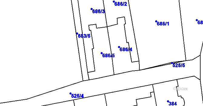 Parcela st. 686/5 v KÚ Zbraslav, Katastrální mapa